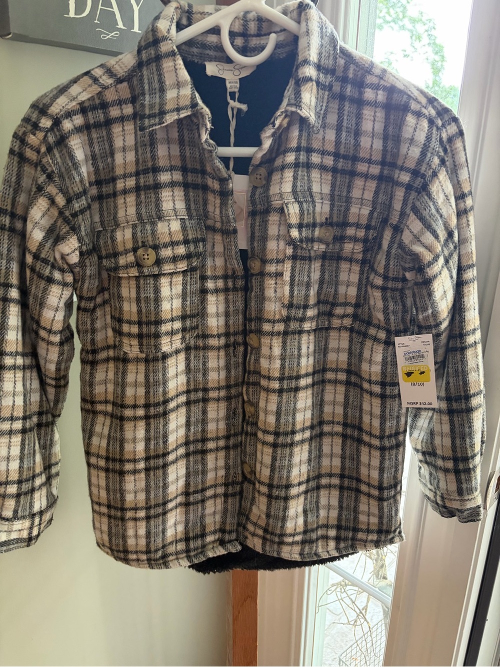 Jessica Simpson Girls Plaid Shacket New with Tags M Medium 8-10